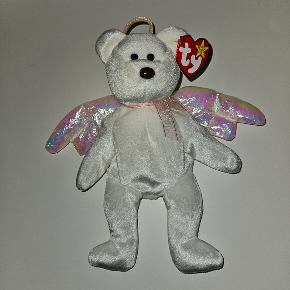2 Ty Beanie Baby Angel Teddy Bear Lot Halo 1998 Halo II 2000 Pink Gold Ribbons - Picture 8 of 14